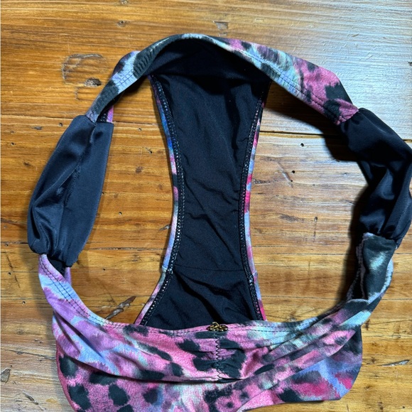 PILYQ Womens Bikini Purple/Pink/Black Leopard Print bandeau twist top S Bottom M - Picture 8 of 12
